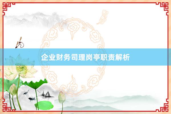 企业财务司理岗亭职责解析