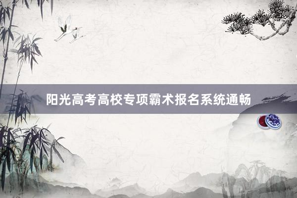 阳光高考高校专项霸术报名系统通畅